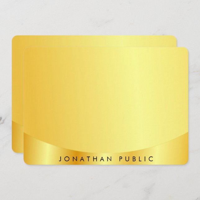 Glamouröse Imitate Gold Metallic Look Template Mitteilungskarte (Vorne/Hinten)