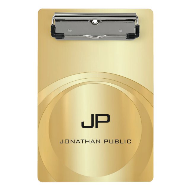 Glamouröse Imitate Gold Monogram Template Elegant Mini Klemmbrett (Vorderseite)