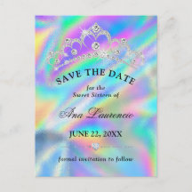 Glamouröse Imitate Holografisch Save the Date Swee