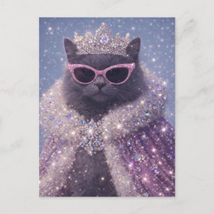 Glamouröse Königinnenkatze Funkelndes Fantasy-Port Postkarte