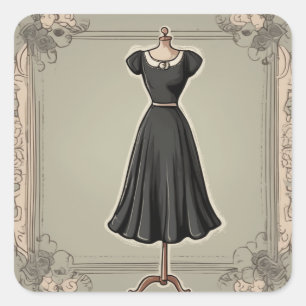 Glamouröse LBD-Kunstaufklebersammlung Quadratischer Aufkleber