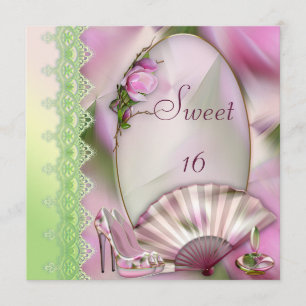 Glamouröse Modeschuhe, Magnolia & Fan Sweet 16 Einladung