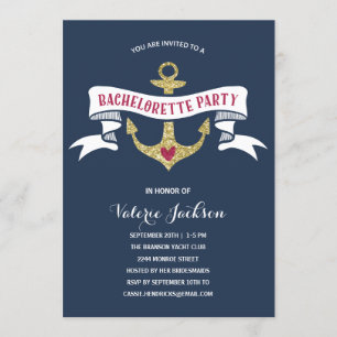 Glamouröse nautische Junggesellinnenparty Einladung