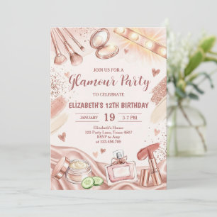 Glamouröse Party Glanz Glamour Spa Mädchen Make-up Einladung