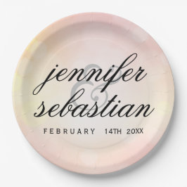 Glamouröse Pink Bokeh Light Monogramm Hochzeit Pappteller