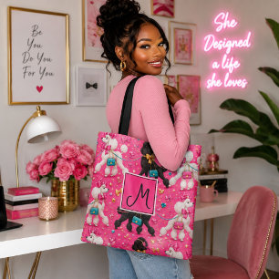 Glamouröse Pink-Pudel-Parade-Monogramm