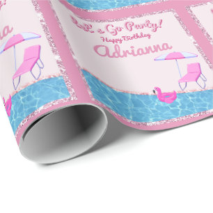 Glamouröse pinke Glitter-Strandparty Geschenkpapier
