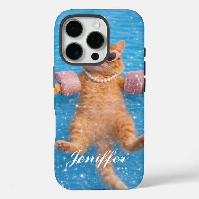 Glamouröse Poolkatze schwebt stilvoll           Case-Mate iPhone Hülle (Rückseite)