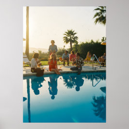 Glamouröse Poolszene – Vintage-inspiriertes Reisen Poster