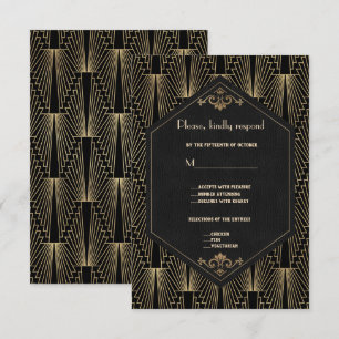 Glamouröse Roaring Twenties Great Gatsby Art Deco  RSVP Karte