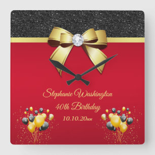 Glamouröse, romantische Geburtstagsparty Quadratische Wanduhr