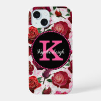 Glamouröse rosa Rosen Marmor Diamant Monogramm Nam