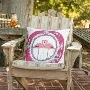 Glamouröse rosa Weihnachtsflamingos Kissen