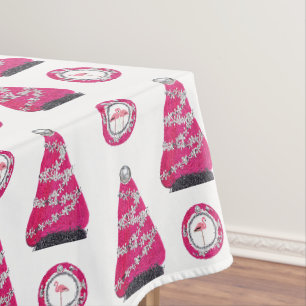 Glamouröse rosa Weihnachtsflamingos Tischdecke