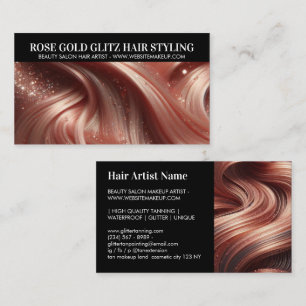 Glamouröse Rose Gold Glitter Haarstylist-Foto Visitenkarte