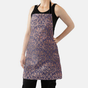 Glamouröse Rose Goldfolie und Lavendel Damast Schürze