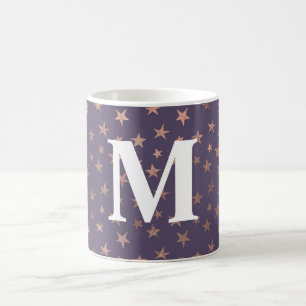 Glamouröse Rose Goldfolie und Lavendel Sterne Kaffeetasse