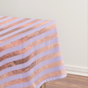 Glamouröse Rose Goldfolie und Lavendelstreifen Tischdecke