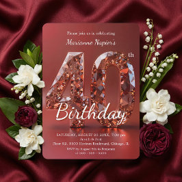 Glamouröse Roségold-Edelstein 40. Geburtstag Einladung