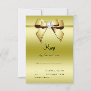 Glamouröse Schleife & Band 50. Hochzeit RSVP Karte