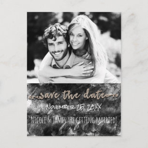 Glamouröse Schwarz & Gold Chic Save The Date Foto Ankündigungspostkarte