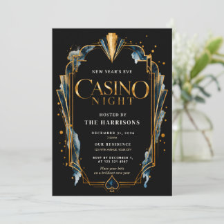 Glamouröse Silvester-Casino-Nacht im Art Deco-Stil Einladung