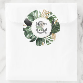 Glamouröse Sommergärten | Boho Wedding Monogram Runder Aufkleber