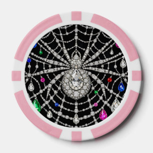 Glamouröse Spinne mit Diamantdesign verziert Pokerchips