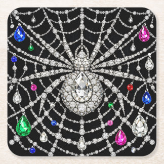 Glamouröse Spinne mit Diamantverzierung Rechteckiger Pappuntersetzer