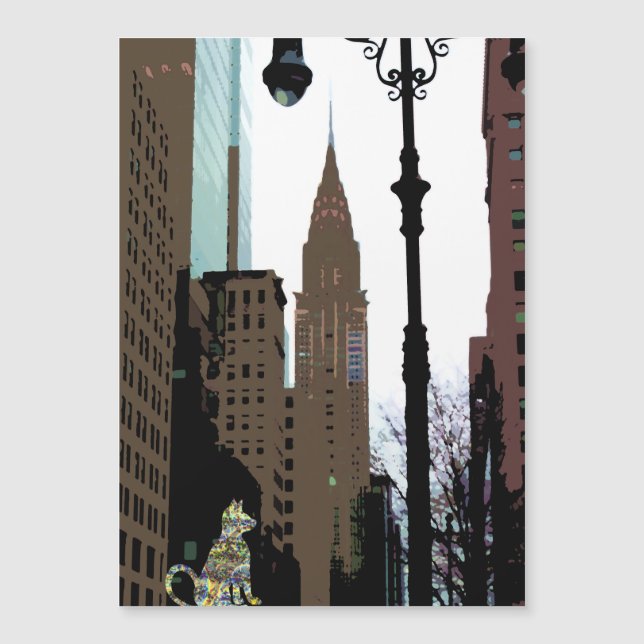 Glamouröse Stadtkatze NYC Artsy Magnet (Vorderseite)