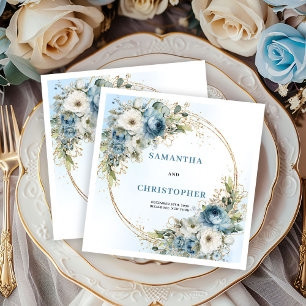 Glamouröse staubblaue Blumen-Hochzeitsservietten Serviette