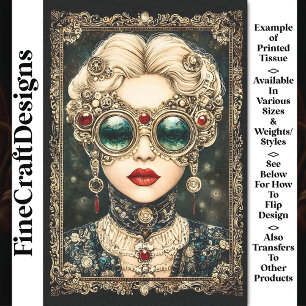 Glamouröse Steampunk-Frau, Verziert BY8 Decoupage Seidenpapier
