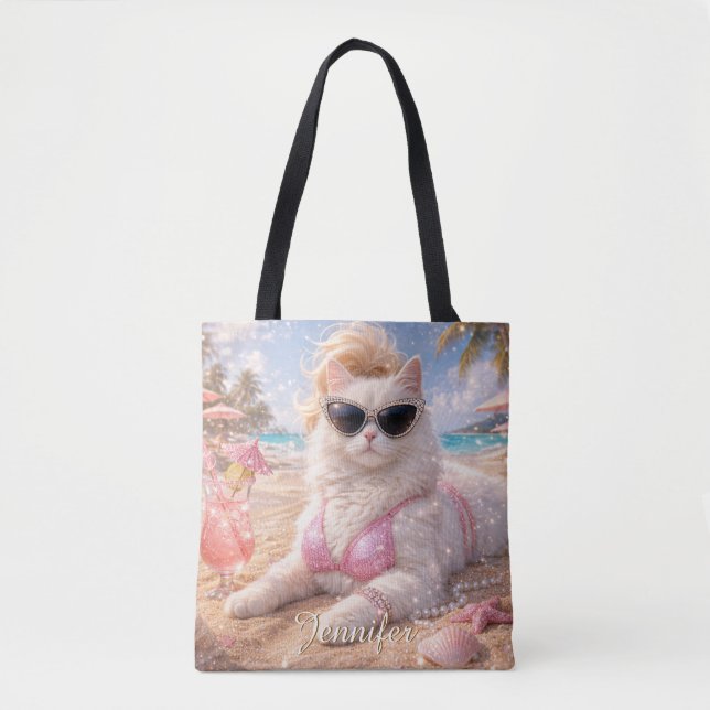 Glamouröse Strandkatze mit Sonnenbrille  (Vorderseite)