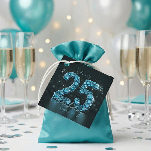 Glamouröse Türkisblaue Edelstein-Sparkling 25. Geb Geschenkanhänger