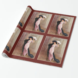 Glamouröse viktorianische Frau in rosa Kleid Geschenkpapier