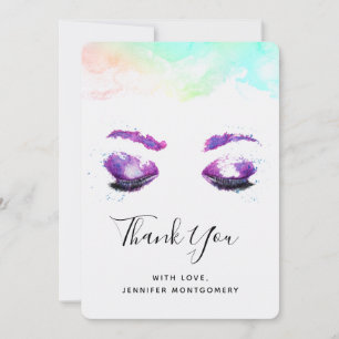 Glamouröse violette Augen und Brauen Aquarell Dankeskarte