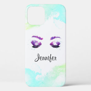 Glamouröse violette Augen und Brauen im Wasserfarb Case-Mate iPhone Hülle