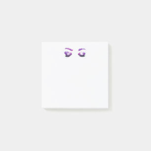 Glamouröse violette Augen und Brauen im Wasserfarb Post-it Klebezettel