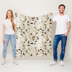 Glamouröse, weiße Gold- und Schwarzwaldmuster Fleecedecke