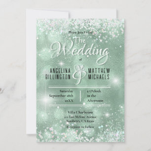 Glamouröser Aqua-Glitter-Luxus-Hochzeit Einladung