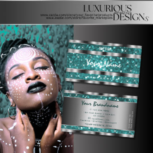 Glamouröser Aquamariner Glitzer Sparkle Stars Sil Visitenkarte