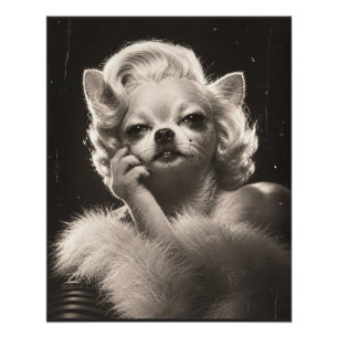 Glamouröser Chihuahua in einem Vintage-Hollywood-P Poster