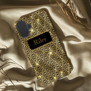 Glamouröser Deko aus Gold und Schwarz iPhone 16 Plus Hülle
