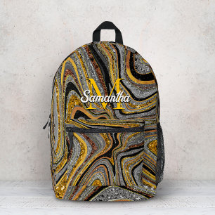 Glamouröser Glitter-Mädchen-Marmor-Kunst grau Gold Bedruckter Rucksack
