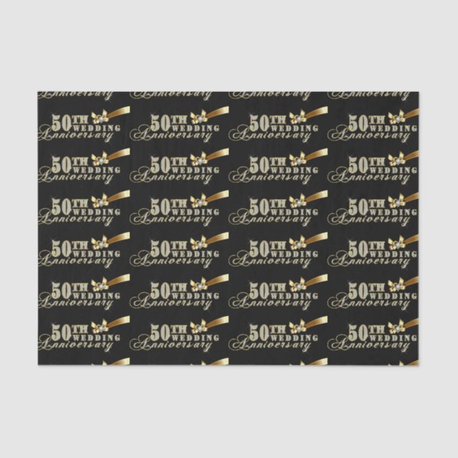 Glamouröser Glitzer 50. Hochzeitsszenario Seidenpapier (Vorderseite)