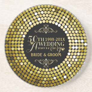 Glamouröser Glitzer 50. Hochzeitstag 2 Getränkeuntersetzer