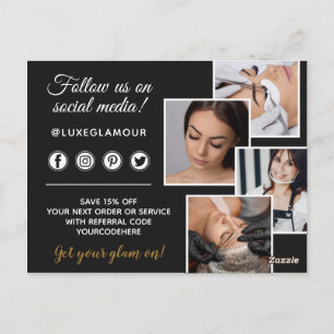 Glamouröser Gold-Augen-Lash-Brow-Bar 4-Foto-Market Postkarte