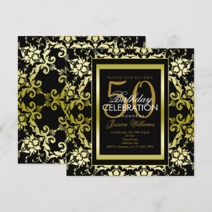 Glamouröser Gold-Damaskus zum 50. Geburtstag Einladung