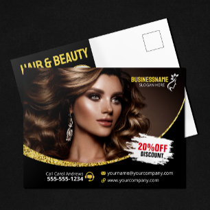 Glamouröser Gold Glitter Haar Stylist Schönheitssa Postkarte