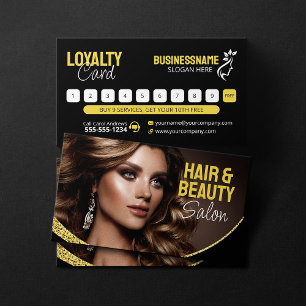 Glamouröser Gold Glitter Haar Stylist Schönheitssa Treuekarte
